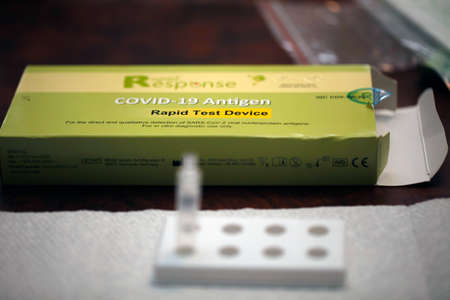 Rapid Test Device, Rapid Response Covid-19 Antigenのeditorial素材