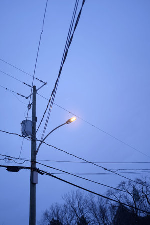 an electric pole in town