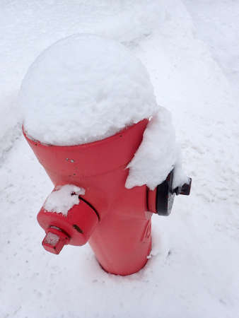 Fire hydrant in winterの写真素材