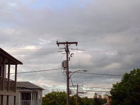 an electric pole in town