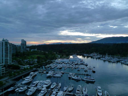 Coal Harbor Marina in Vancouverの写真素材