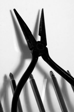 a pair of long nose pliersの写真素材
