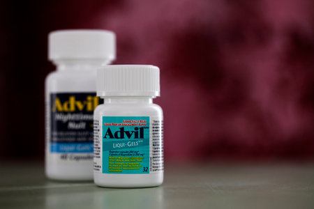 A bottle of over-the-counter Advil pain medicationのeditorial素材