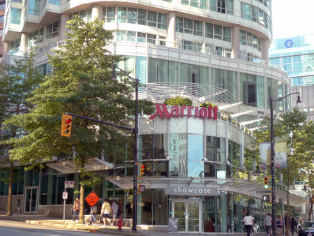 Marriott hotel on the street in Vancouverのeditorial素材