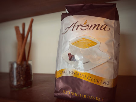 A bag of Aroma coffee. Dominican Republic.のeditorial素材