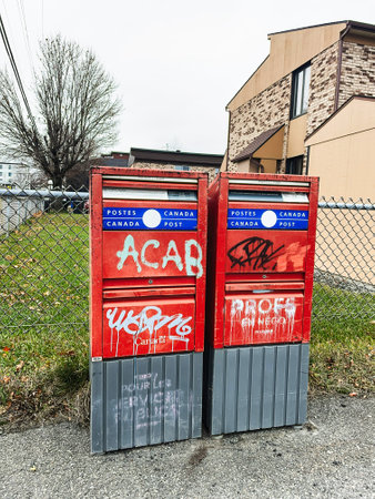 A Canada Post mailbox in the city. Strike at Canada Post.のeditorial素材