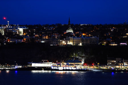 Night view of Levis from Quebec city.の写真素材