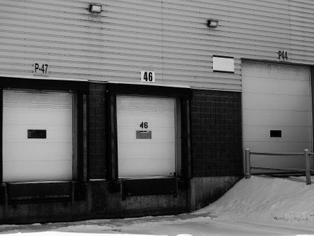 Warehouse for storing goods in the winter. Black and white.の写真素材