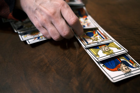Tarot cards on a table.