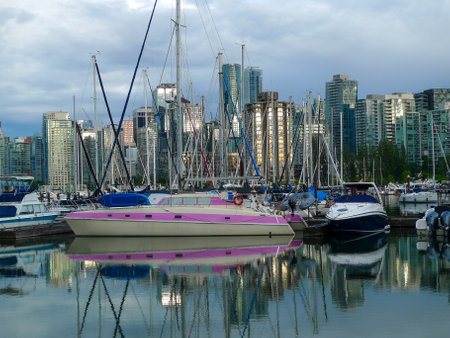 Vancouver marina, Vancouver. The marina and building in downtown Vancouver.の写真素材