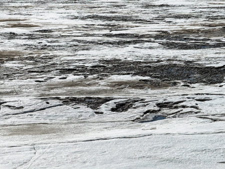 Ice on the river. Winter landscape. Snow on the river.