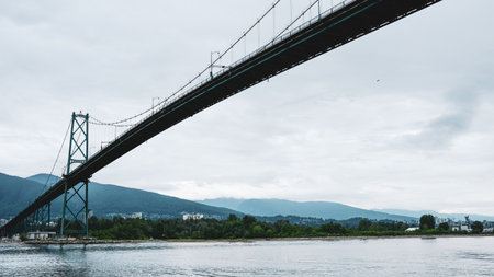 Lions Gate Bridge bridge in Vancouver, Canada.の写真素材