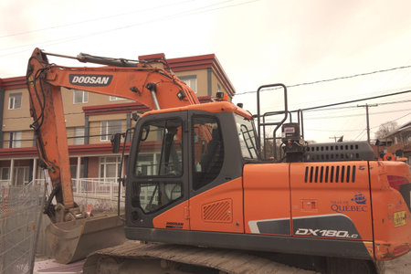 Construction machinery in the city center.