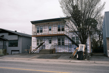 House under renovation in Quebec City, Canadaのeditorial素材