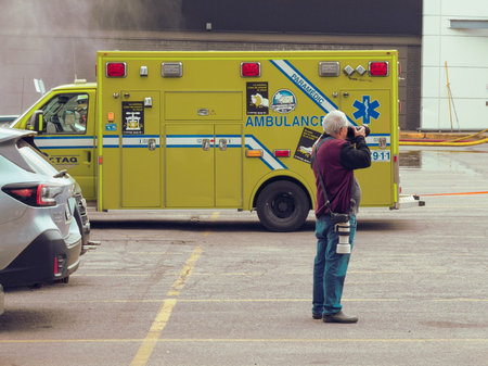 Ambulance on the street in Quebec city.