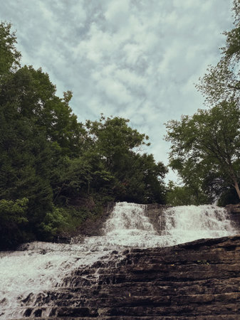 Waterfall in the forest in the summer.の写真素材