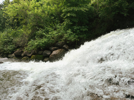 Waterfall on the river in the forest.の写真素材