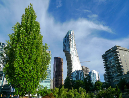 Modern architecture in the streets of Vancouver. Vancouver House is a neo-futurist residential...