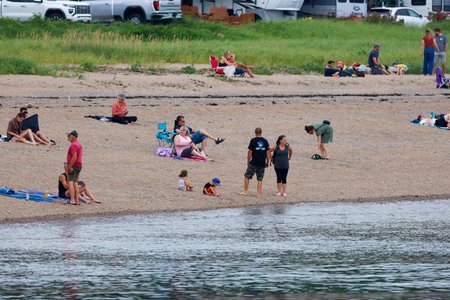 Unidentified people on the beach in Charlevoix, Quebec, Canadaのeditorial素材