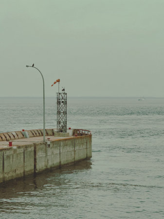 A view of the pier on the sea. The Saint-Simeon wharf in Charlevoix, Quebec, Canada