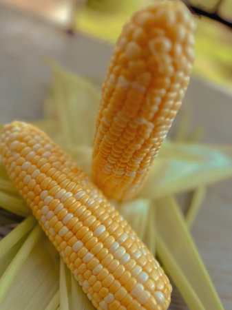 Corn on the cob. Selective focus.