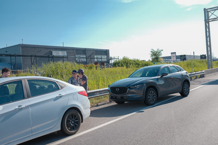 Car accident on the highway in Quebec.のeditorial素材