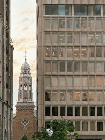 A view of the Church in the Quebec cityの写真素材
