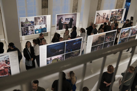 People visit Expo. Presentation of the World Press Photo Exhibition in Montreal, Quebec.