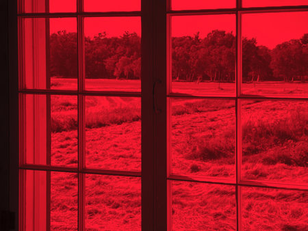 The red room of the lazaretto, protecting the sick from the light. Grosse-Ãle, Quebec.の写真素材