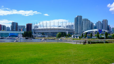 Vancouver, BC, Canada. Cityscape of downtown Vancouver with BC Place stadiumのeditorial素材