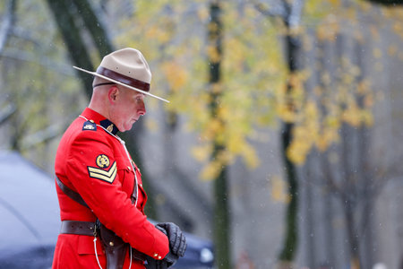 Military parade in Quebec. Remembrance Day ceremony in Quebec city. Canada