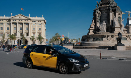 Barcelona,  Spain. Taxi on the streets of Barcelona, Spainのeditorial素材