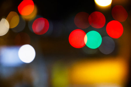 Bokeh of car lights in the city at night. Abstract background.の写真素材