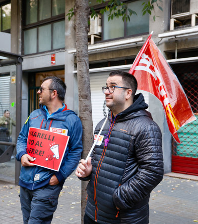 Demonstration in the streets of the city of Barcelona, ââââSpain.のeditorial素材