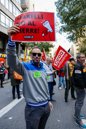 Demonstration in the streets of the city of Barcelona, ââââSpain.のeditorial素材