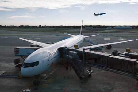 Barcelona, ââââSpain - 11-23-2025: An Air Canada plane at Barcelona airport.のeditorial素材