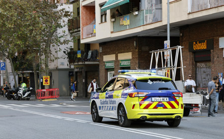 Police in the streets of Barcelona, ââââSpainのeditorial素材
