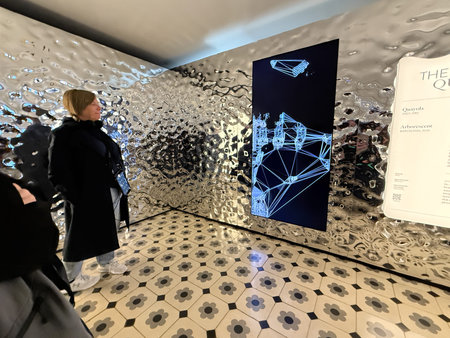 Barcelona, Spain. A digital visual installation in Barcelona. Casa Batllo by Antoni Gaudi.