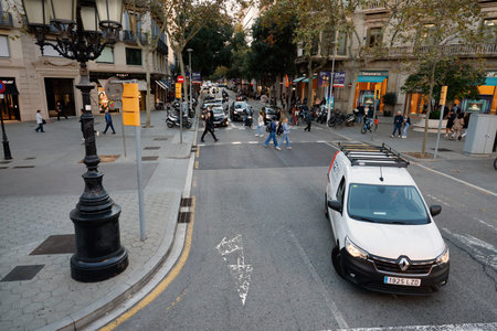View of the street in Barcelona, Spain