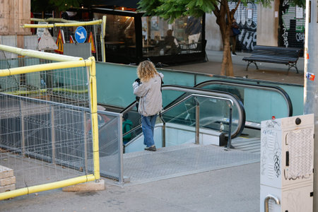 A subway entrance in the streets of Barcelona.