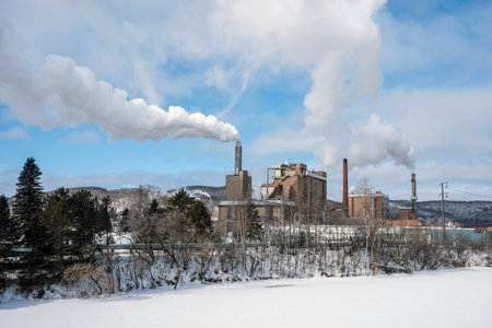 The Twin Rivers pulp and paper complex. The main mill is located in Edmundston, New Brunswick. Twin...