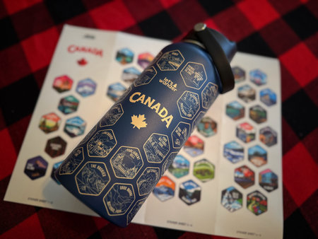 A bottle of tourist water from Canada by the company Let's Wanderのeditorial素材