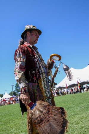 A Native American at the powwow, Wendake, Quebec, Canada.