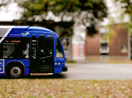 Quebec, Canada. RTC bus on the city street in Quebec City.