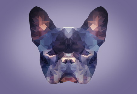 Low poly abstract portrait of a french bulldog . low polygonの写真素材