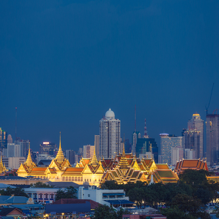 grand palace and bangkok city in background , Thailand , Southeast asiaの写真素材