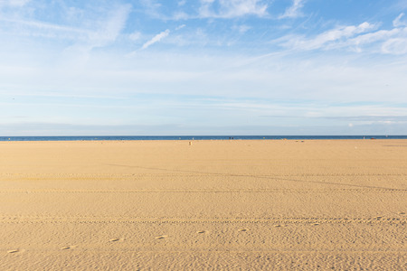 Empty beach background during sunny day with blue sky . copy spaceの写真素材