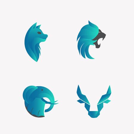 Set of animal head logo designのイラスト素材