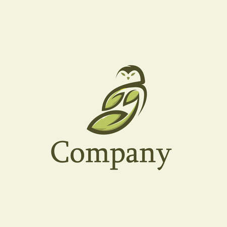Owl leaf logo templateのイラスト素材
