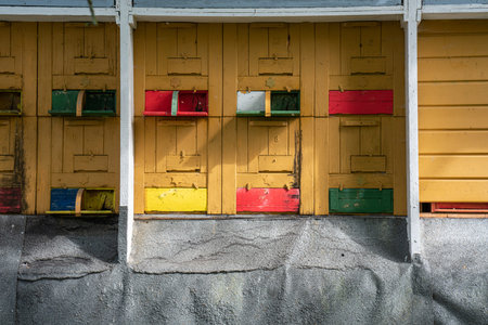 Colourful beehive in the countryの写真素材